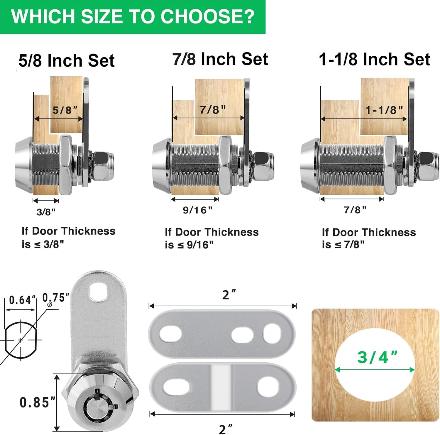 2 Pack Keyed Alike RV Storage Locks with Keys for Cabinets and Tool Boxes