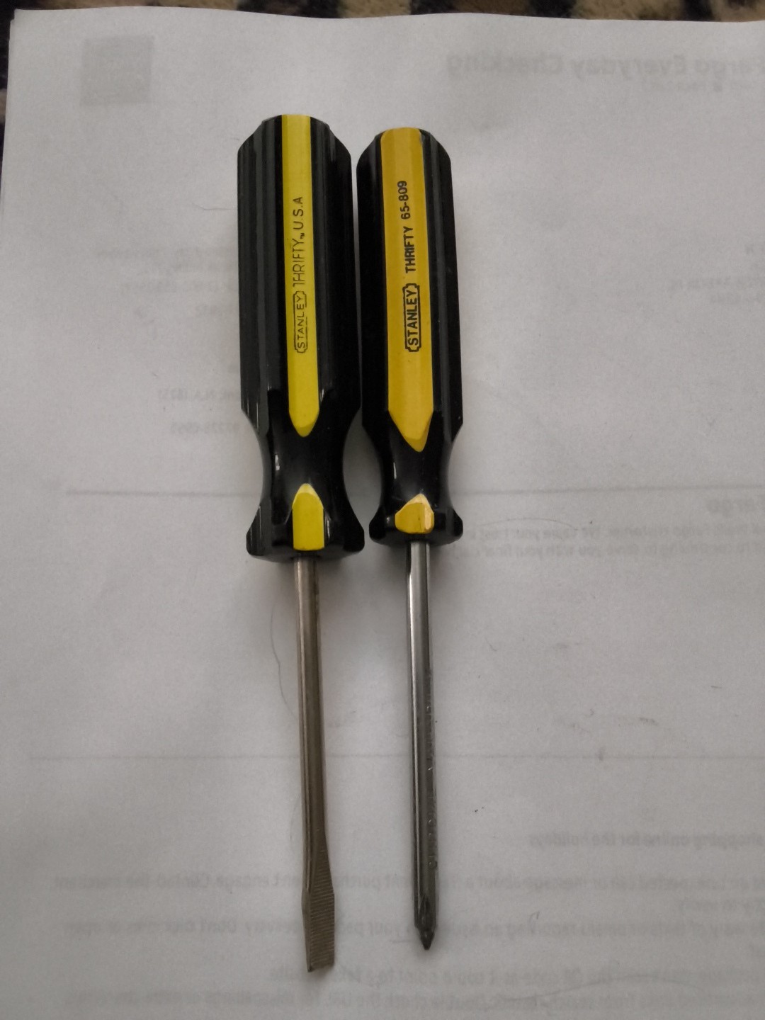 Vintage Screwdrivers Black Yellow Handle Slot Head Set 3