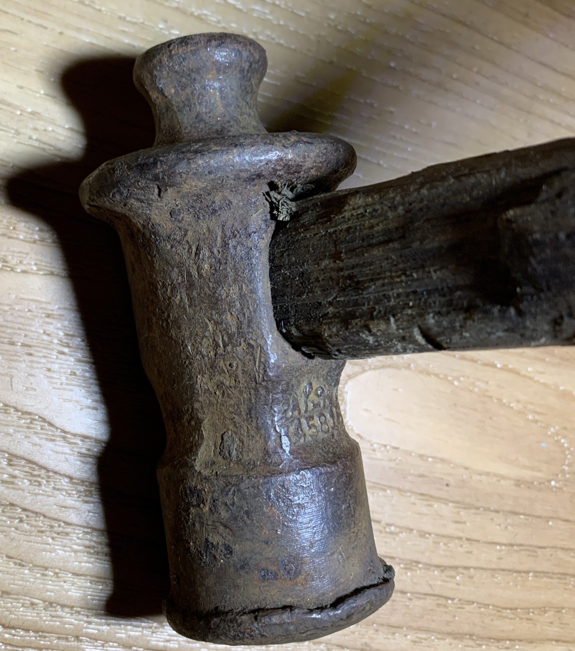 Antique Original Mechanic Blacksmith Ball Pein Peen Hammer Stanley? 30 oz. 12”