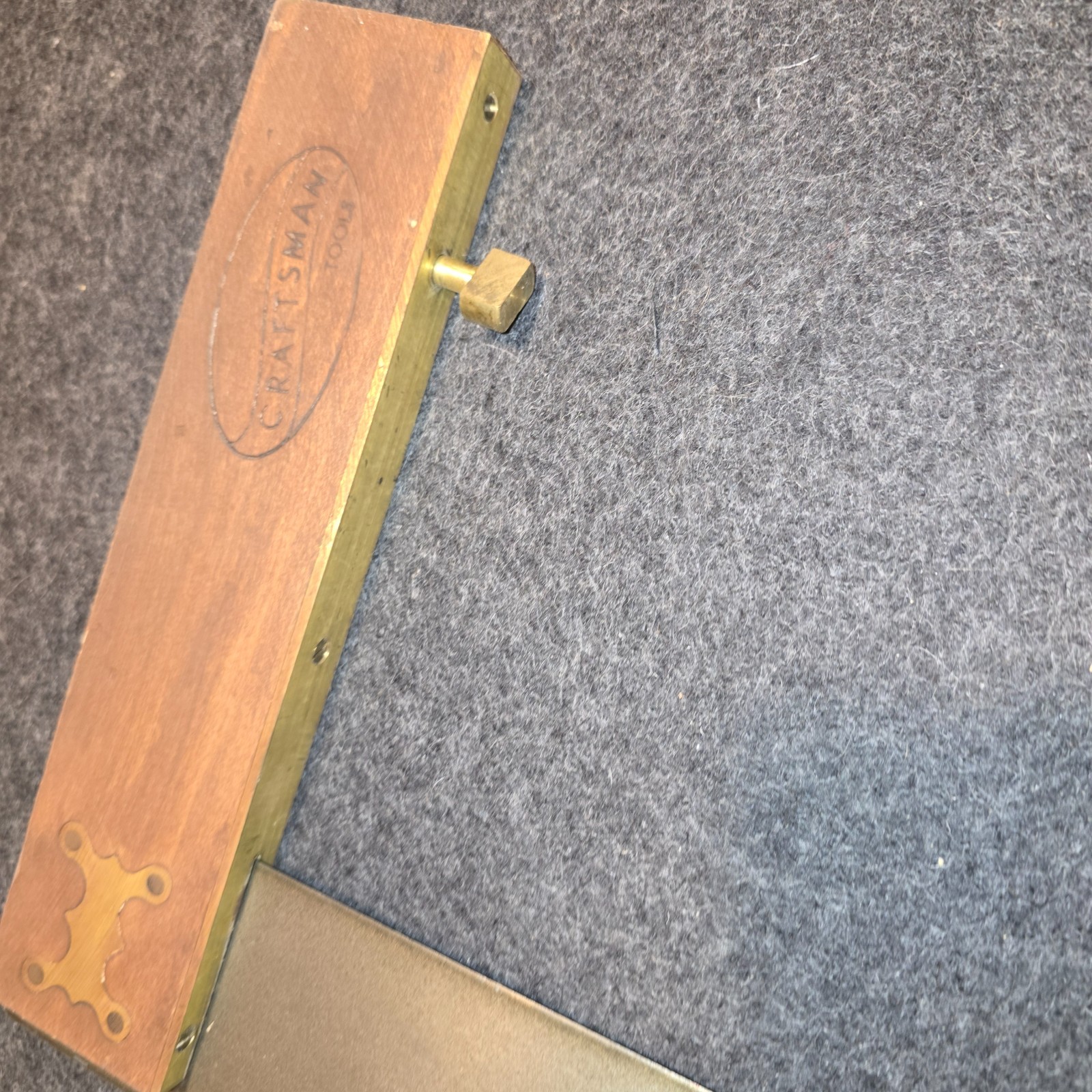MINTY VTG 40s-Early 60s Craftsman Tools 18″ Blade Try Square Wood Brass Steel