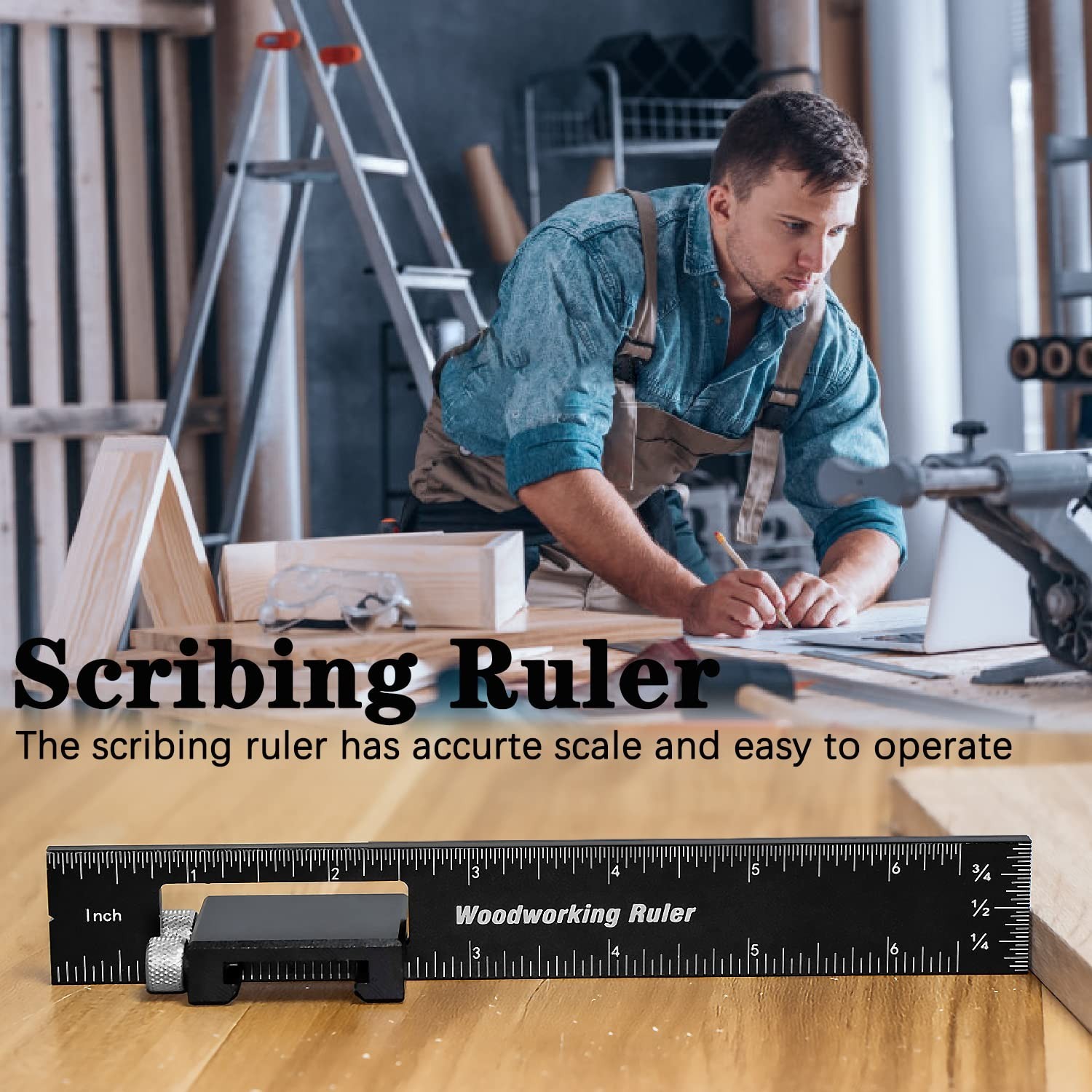 Professional Woodworking T-Type Scribing Ruler – 6 Inch Construction Measurin…