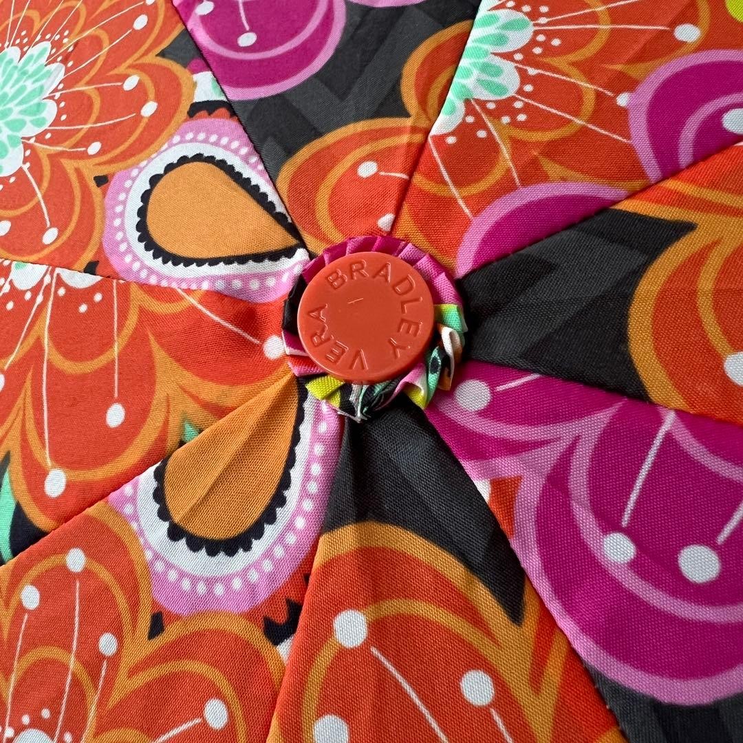 Vera Bradley Folding Umbrella One-Touch Open Close 57cm Orange Pink Used