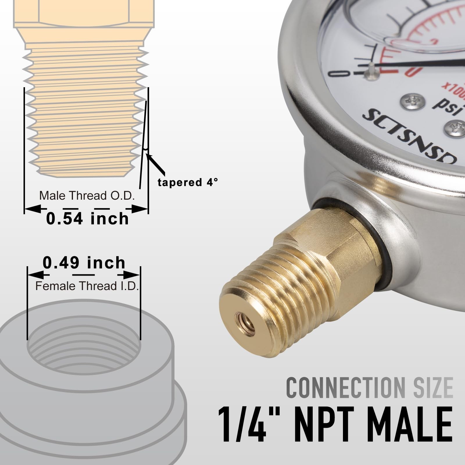 0 to 300 Psi Pressure Gauge, Glycerin Liquid Filled, 2.5 inch Dial, 1/4″ NPT …