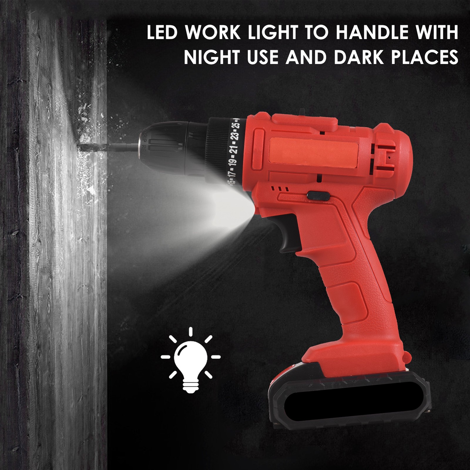 1 Electric Drill Portable 21V Powerful For Woodworking And DIY Red XIET