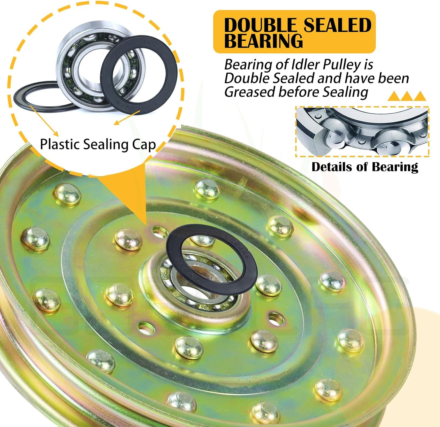 2 Pack 1-633109 Idler Pulley for Exmark Lazer Z 60″ Mower Decks | Replaces Exmar