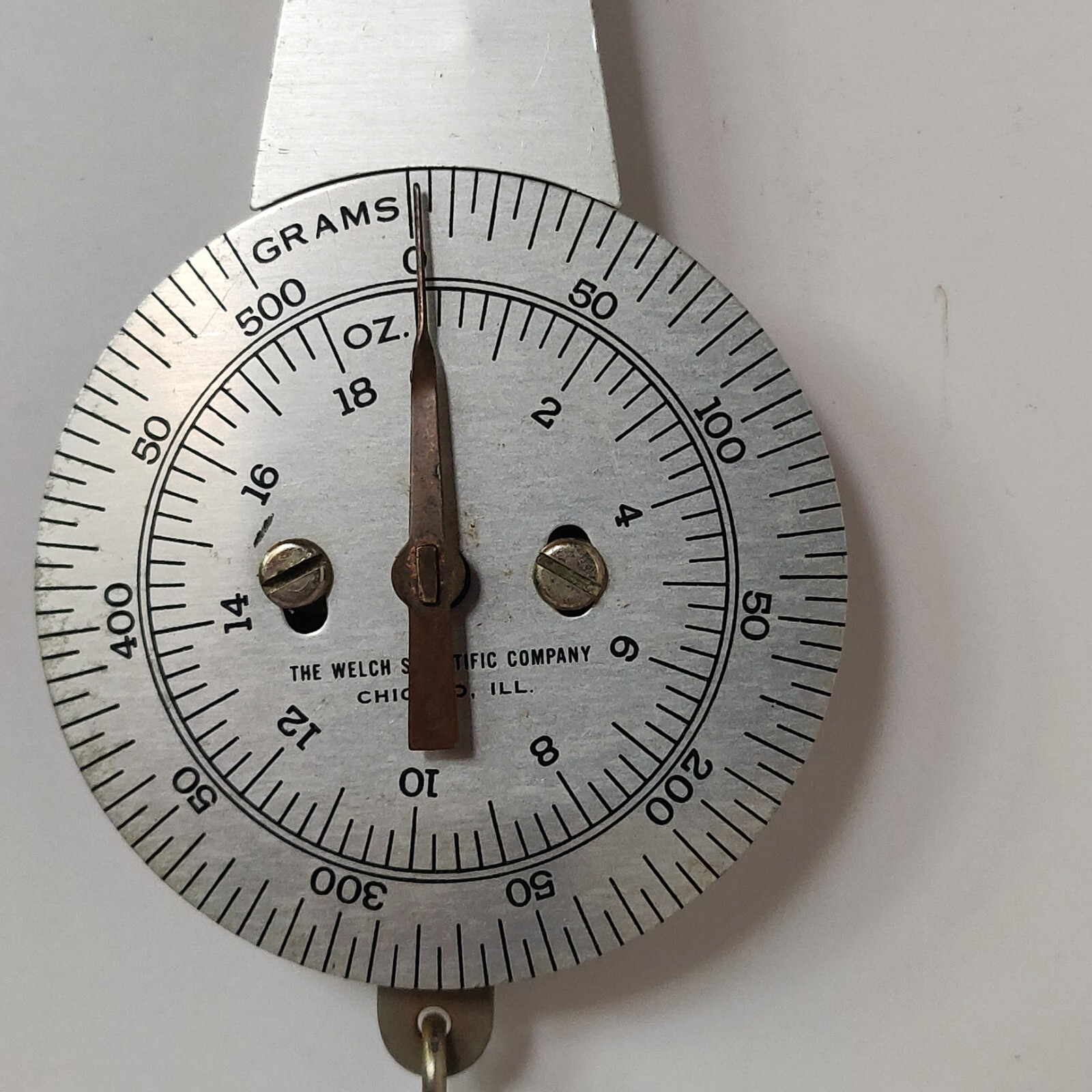 The Welch Scientific Co. 500 Grams 18 Ounces Hanging Spring Weight Scale USA