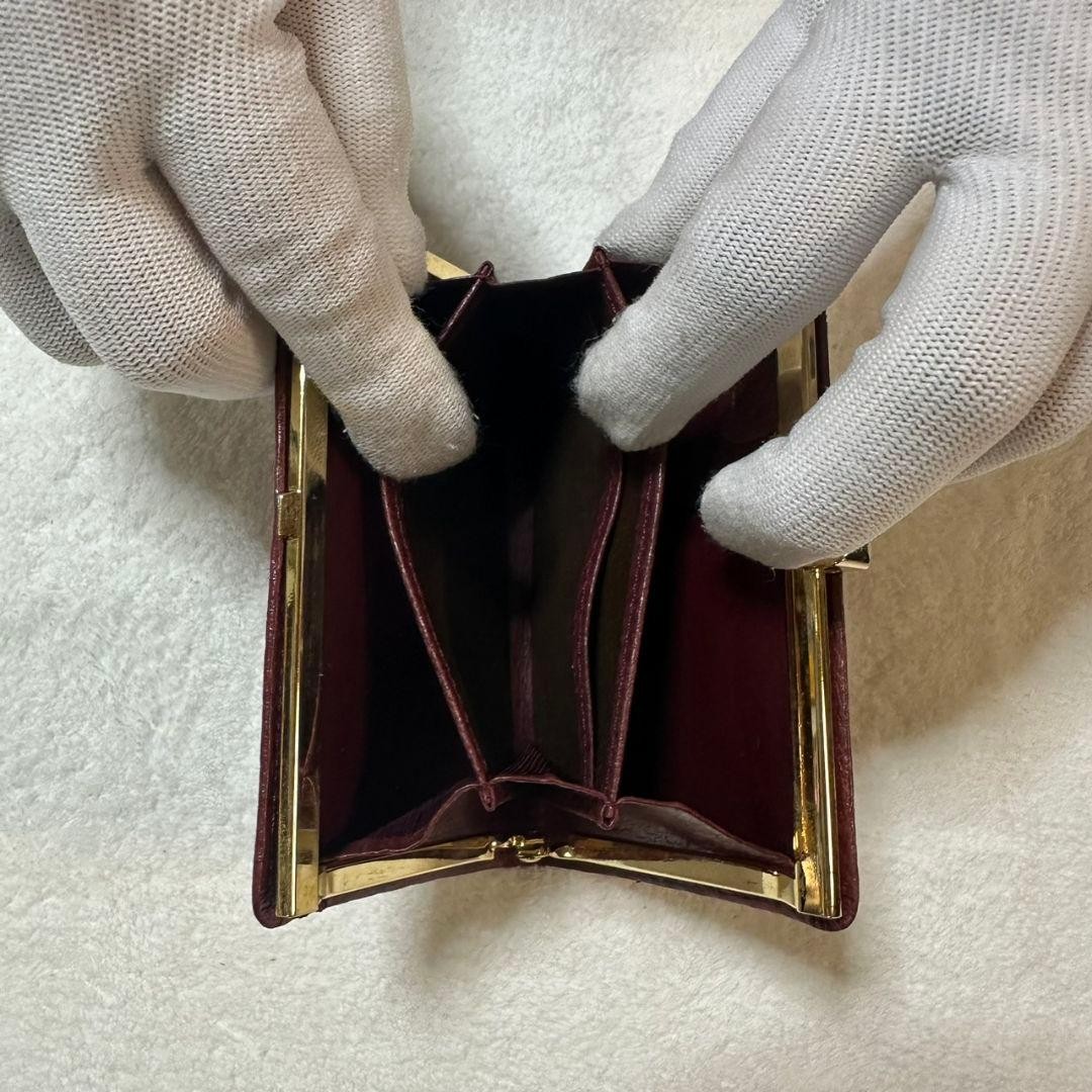 Valentino Garavani Coin Purse Vintage Wallet Burgundy Leather Used 8x12cm