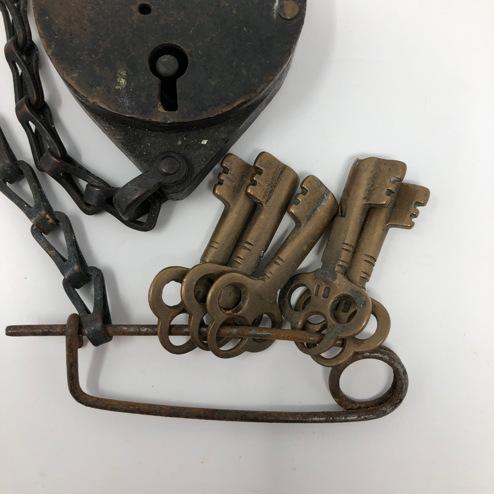 Rare Antique Solid Brass Yale & Towne Padlock Original Kesy Lock Chain Railroad?