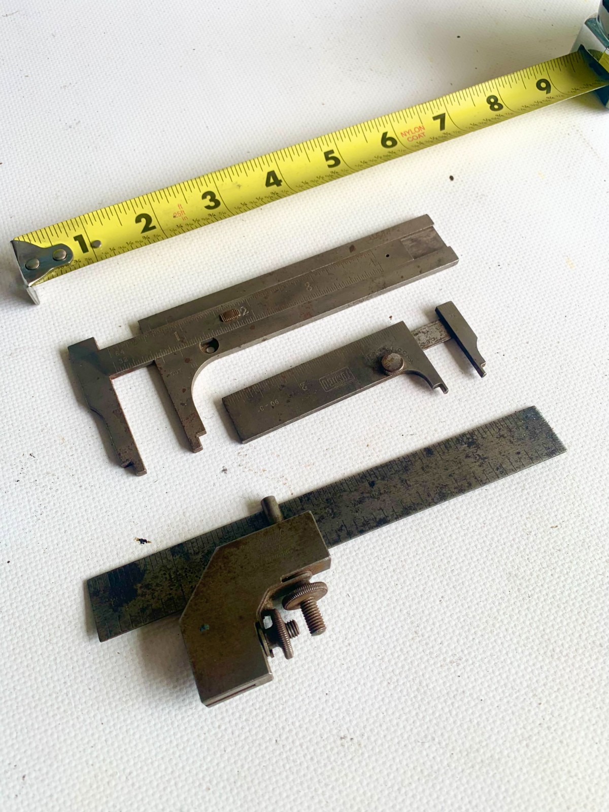 Vintage Machinist Measuring Tool Lot LSS Co Tumico Depth Gauge Square Head