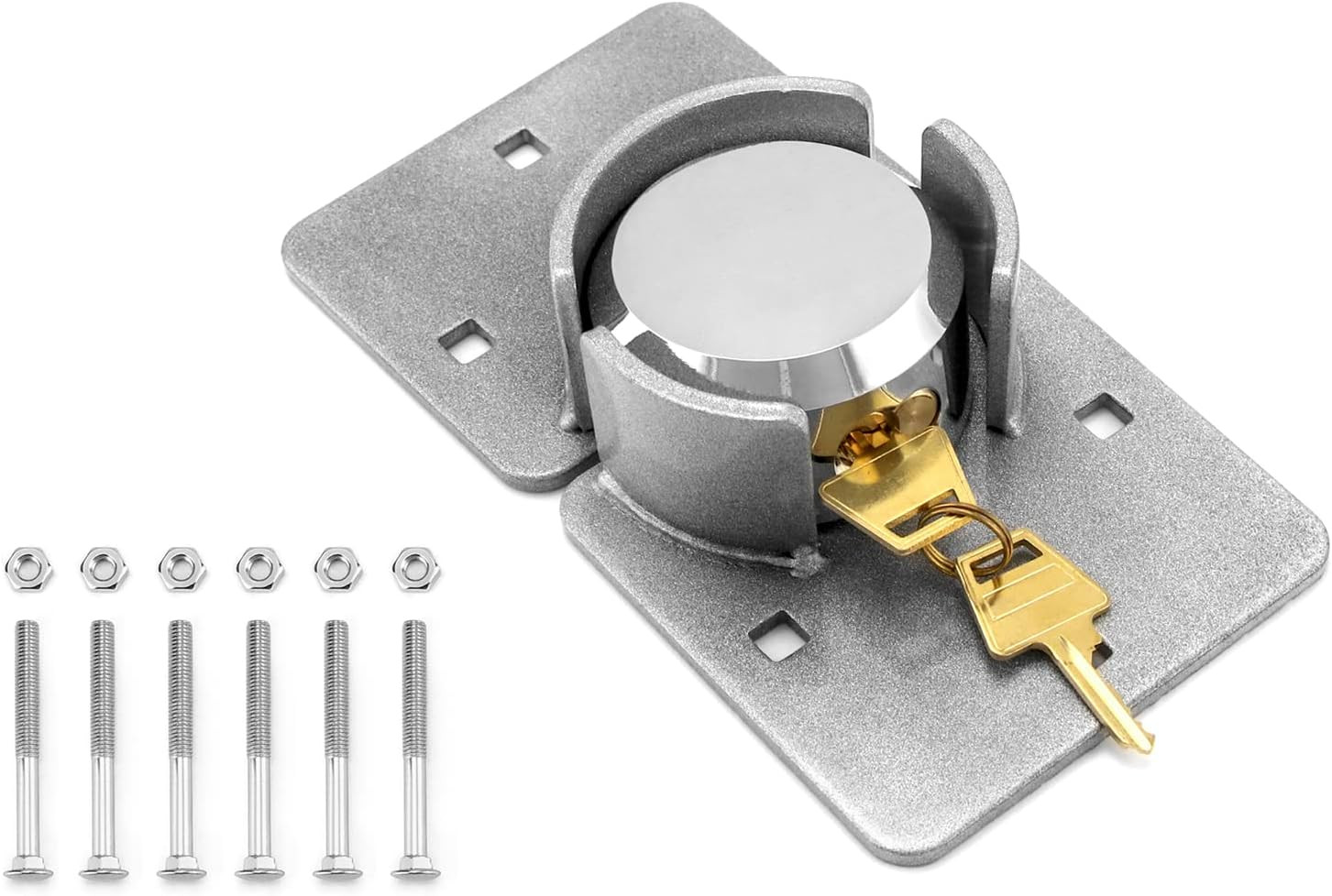 Heavy Duty Steel Puck Lock with Hasp Hidden Shackle for Trucks Gates Vans Doors.