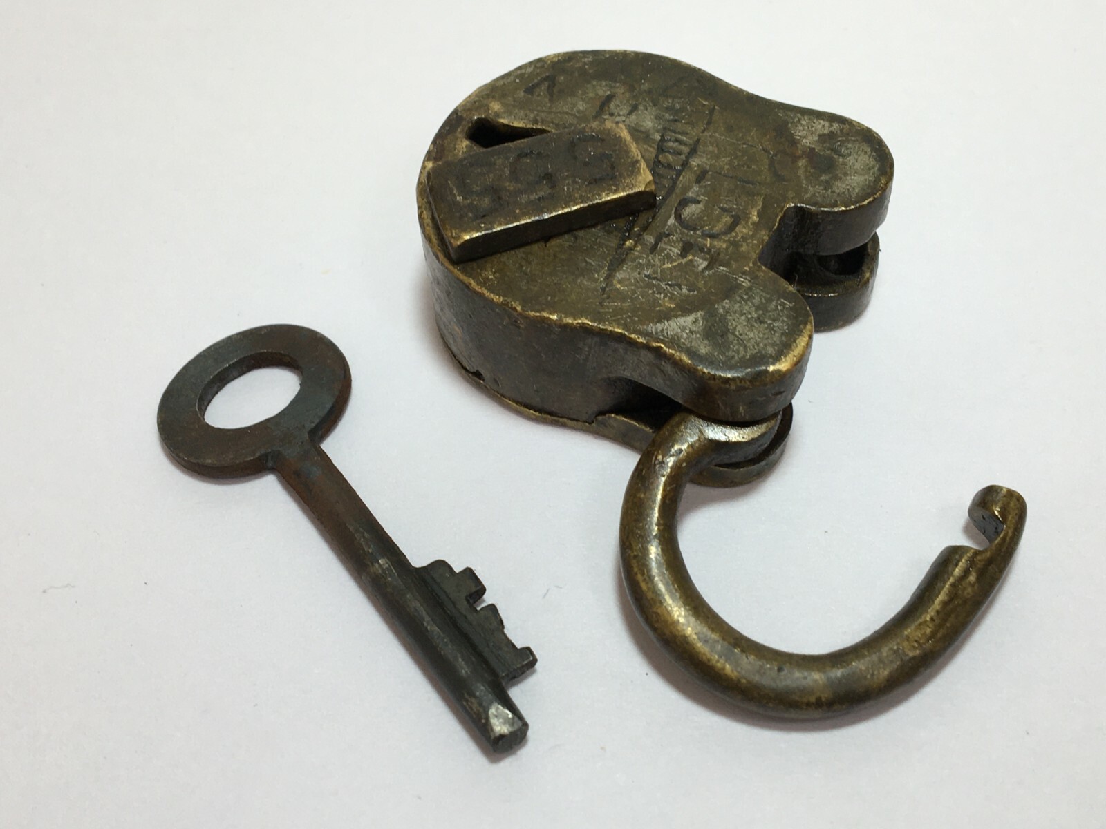 Lock Old Vintage Lock Solid Brass Small Mini Padlock Strong Collectible Rear