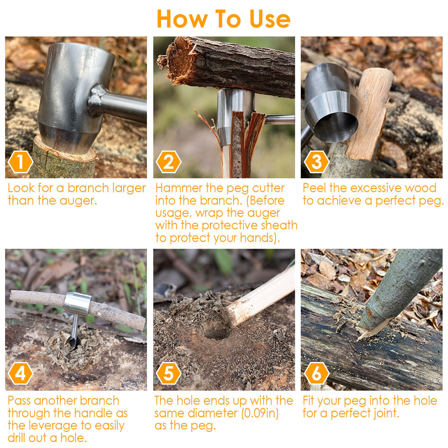 Manual Hand Auger Wrench Outdoor Survival Gear Wood Drill Kit for Bushcraft Tool