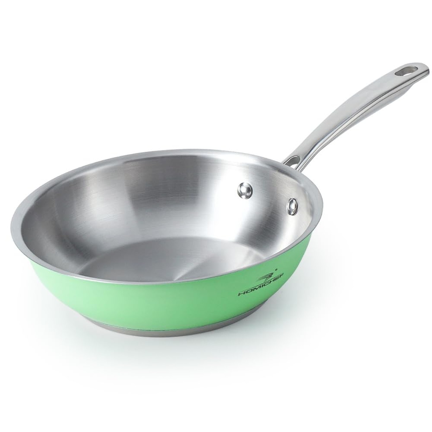 HOMICHEF 8 Inch Mint Green Nickel Free Stainless Steel Fry Pan – Non Toxic No…