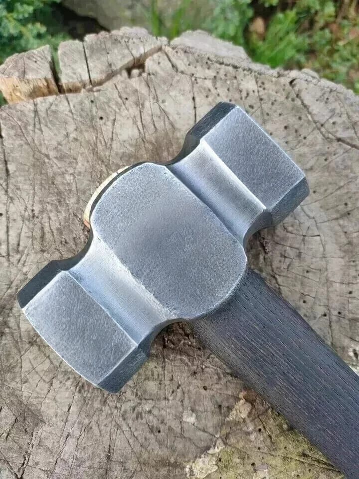 Handmade Iron &Solid Wood Blacksmith’s Square Rounding Hammer 3lbs