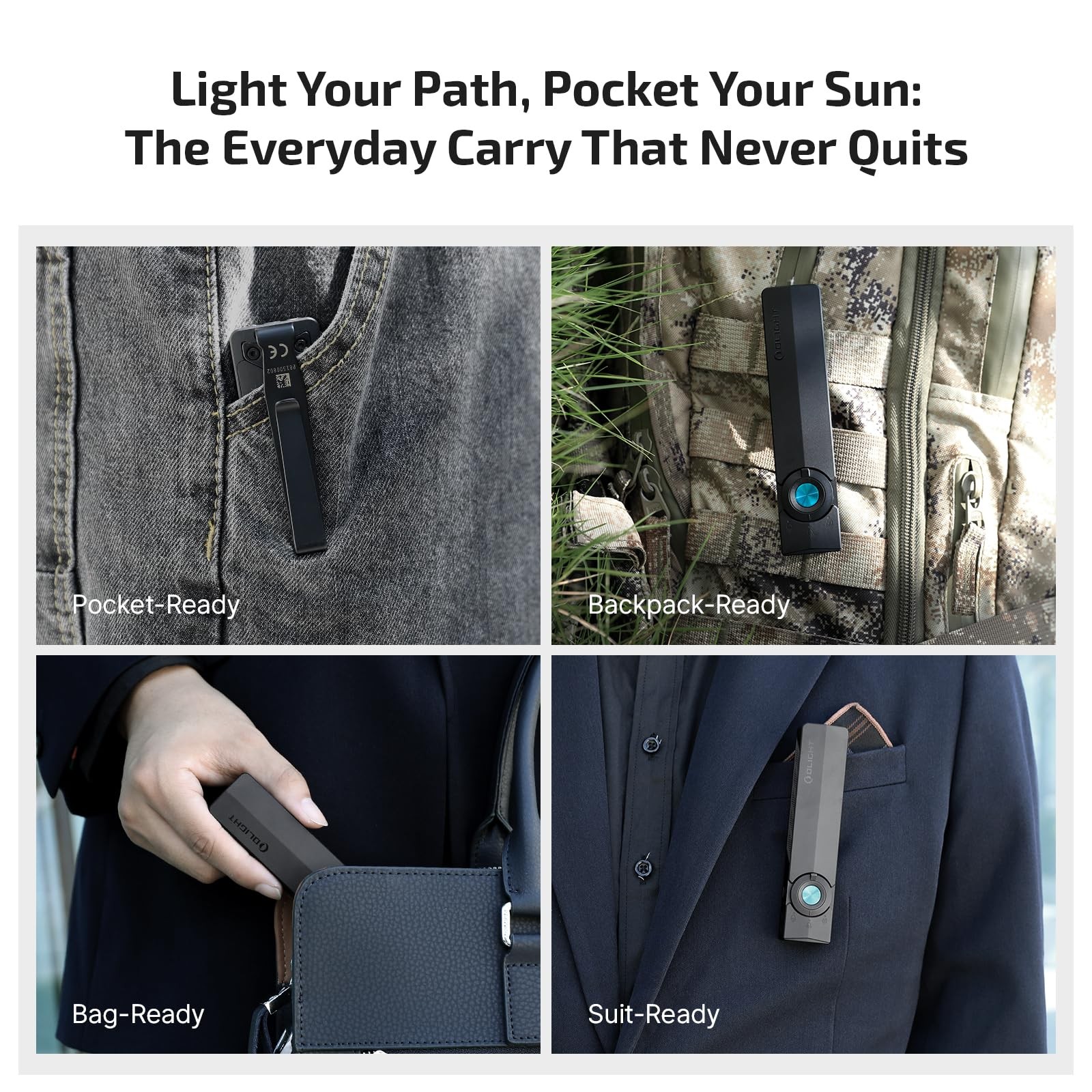 OLIGHT ArkPro EDC Flat Flashlight Rechargeable with Green Pocket-Sized, Black