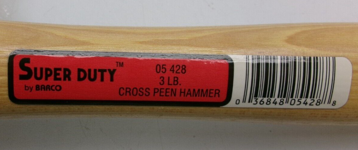 BARCO SUPER DUTY CROSS PEEN 3 LB. BLACKSMITH HAMMER 05 428 NEW #197APBB