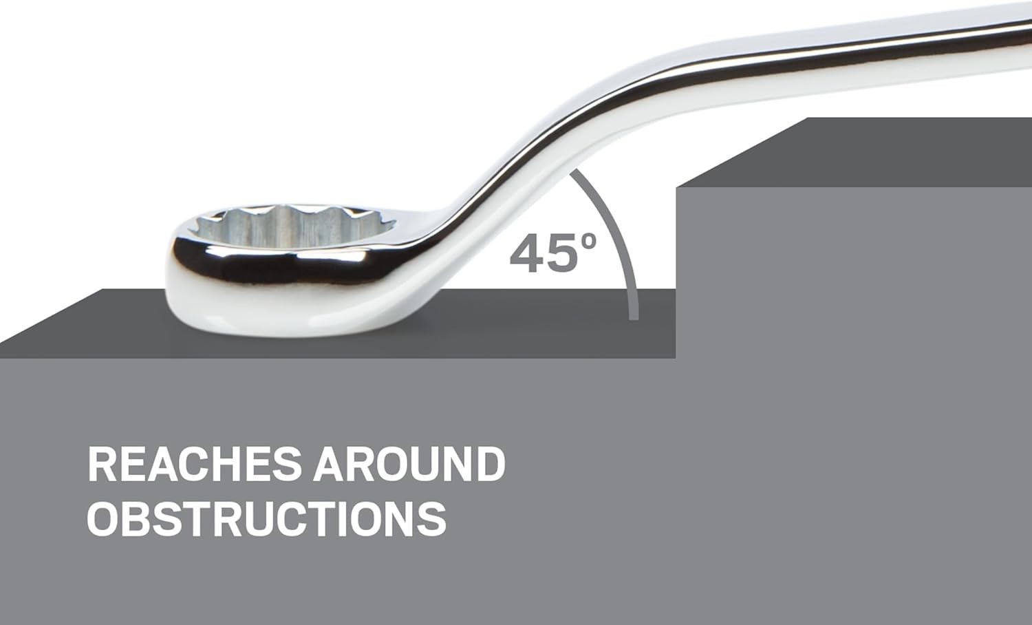 Satin Chrome 1/2 x 9/16 Inch 12-Point Offset Wrench for Mechanical Precision
