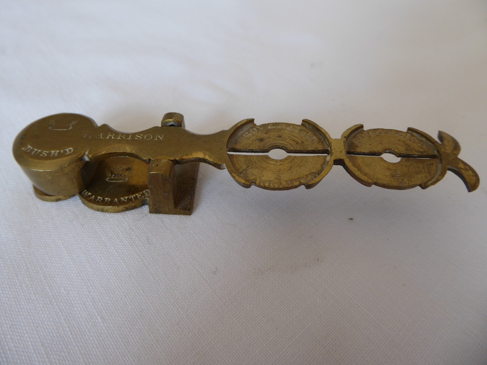 Antique brass Harrison gold sovereign scales balance *100% charity*