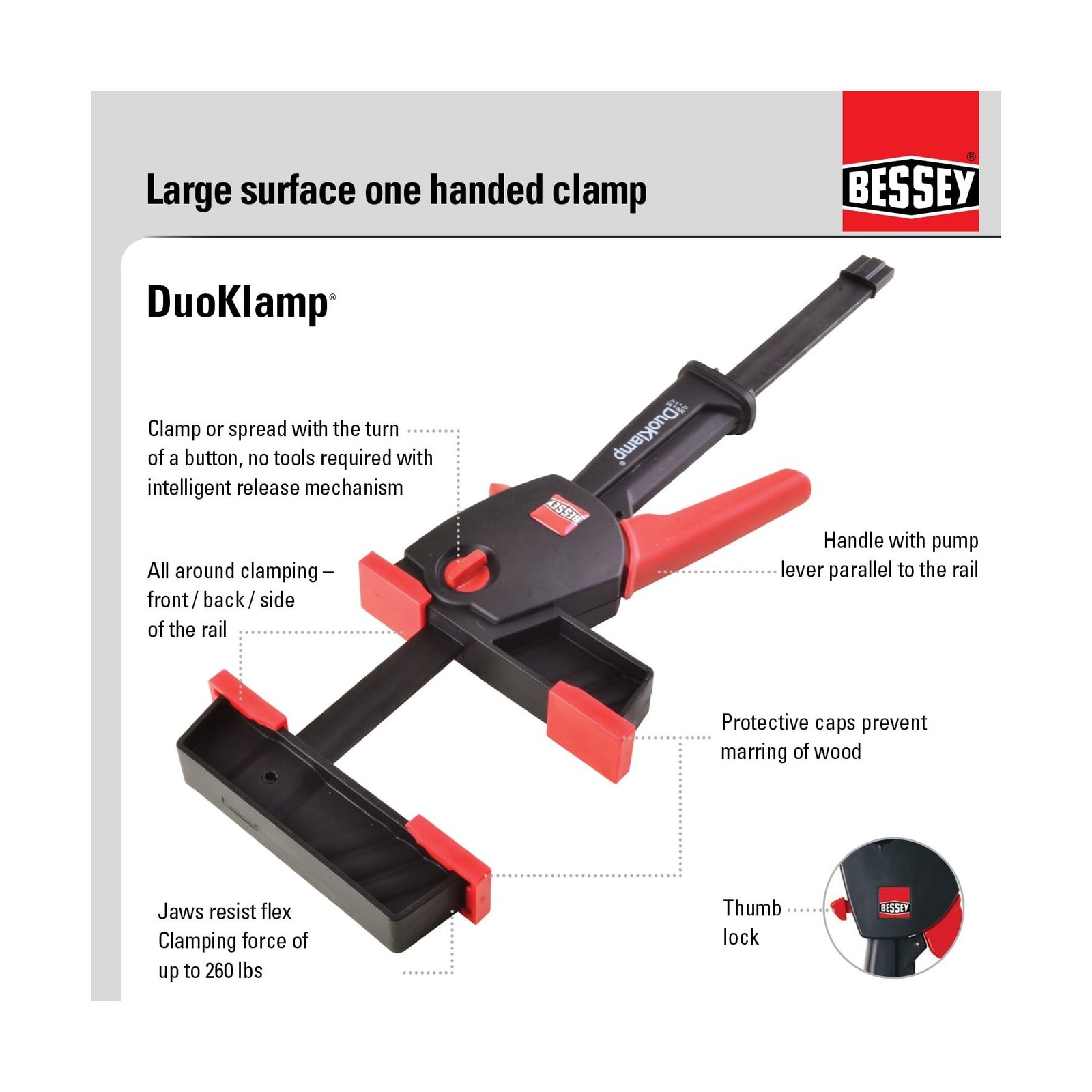 BESSEY DUO16-8, 6 In. DuoKlamp Series, One Hand Clamp/Spreader,… FAST USA SHIP