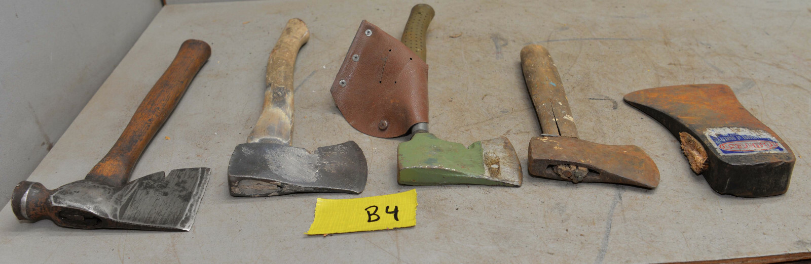 5 axe & hatchet collectible camping hunting throwing parts or repair tool lot B4