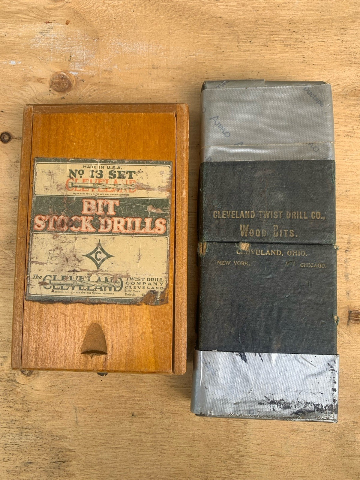 2 Vintage Cleveland Drill Bit Sets. One Is #13 The Other Is Wooden Bits