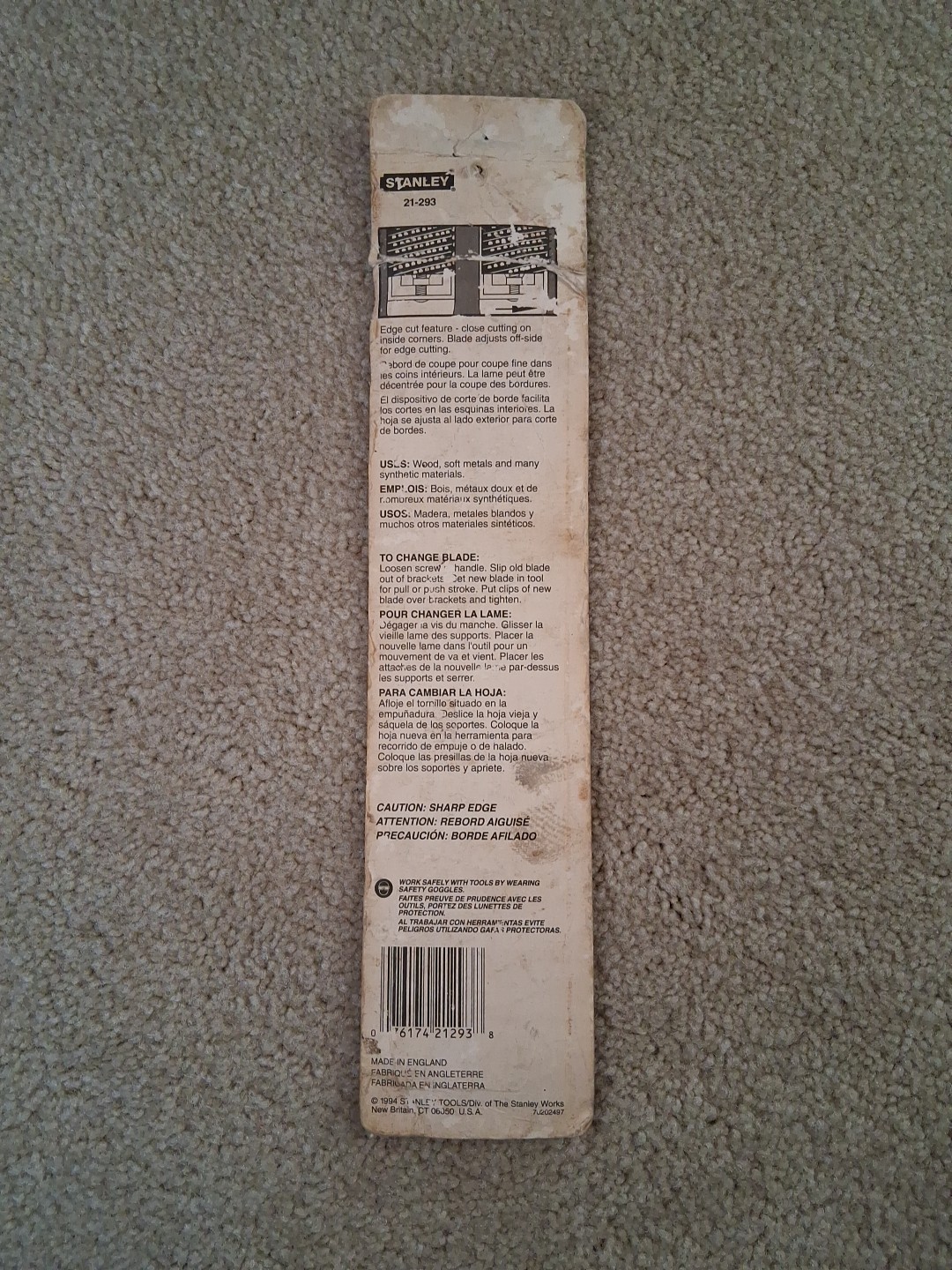 Vintage Stanley 10 Inch Surform File No 21-293 Replacement Blade USA