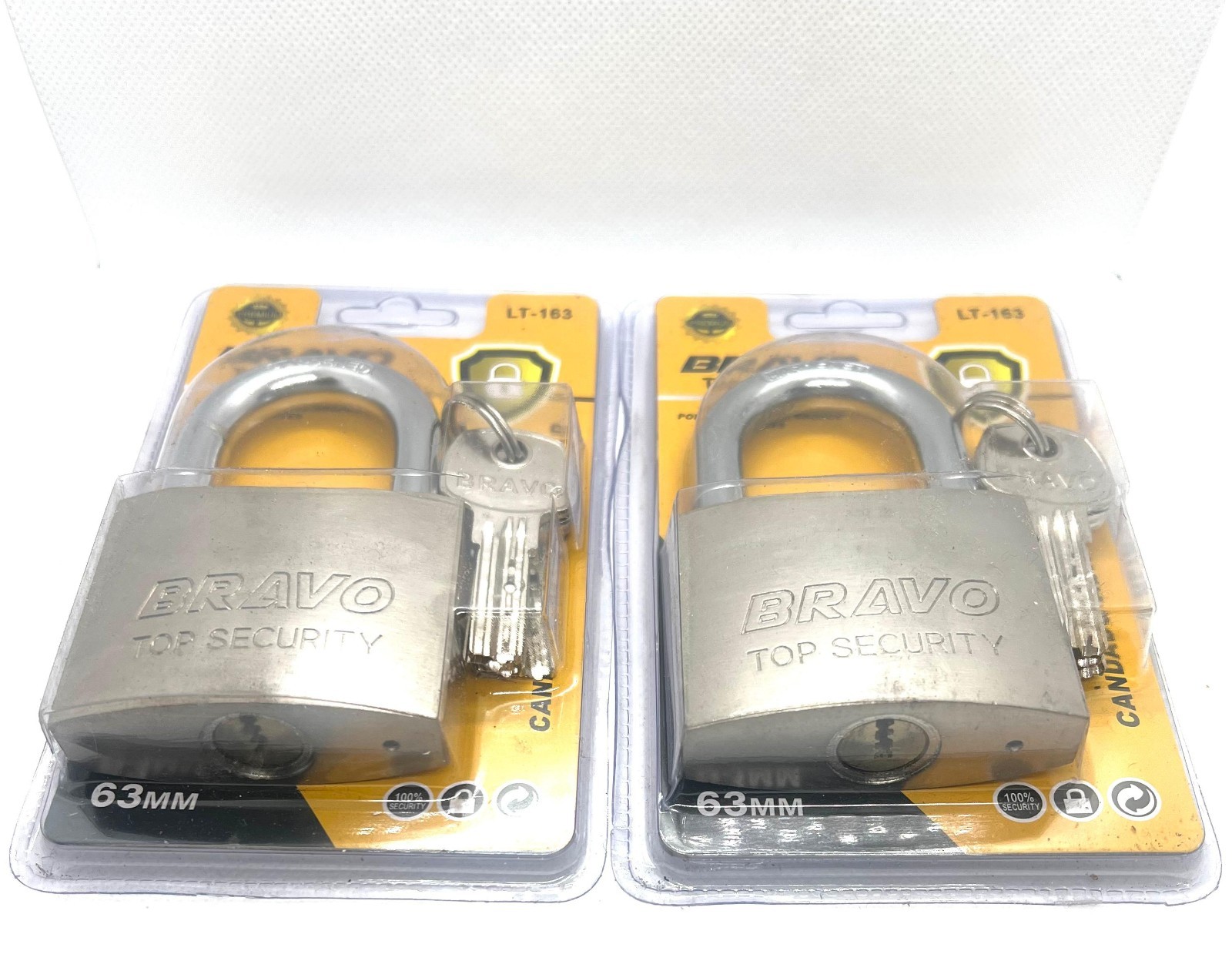 2 PACK Bravo Heavy Duty Padlock with keys 63 mm House, Warehouse A+++ M-8