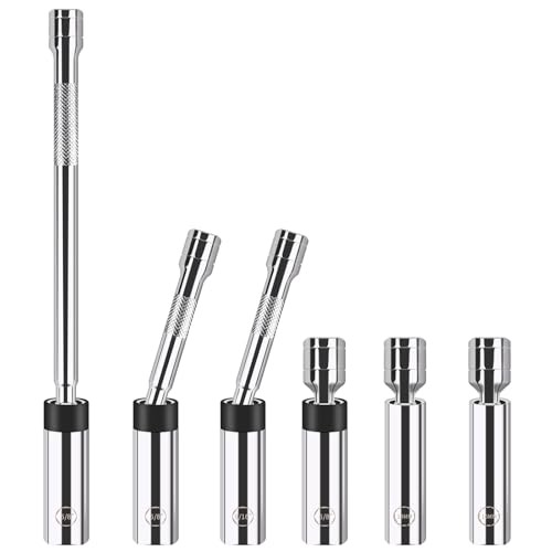 6-Piece Spark Plug Socket Set, 3/8-Inch Drive Magnetic Swivel, Thin-wall Sockets