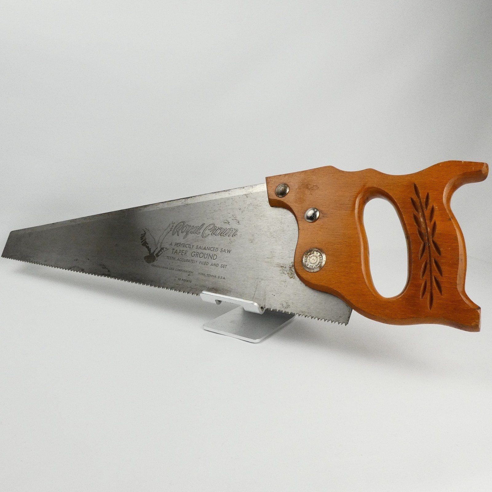 Royal Crown by PA Saw Co Hand Saw 20 in Blade Wheat Handle Vintage Made in USA