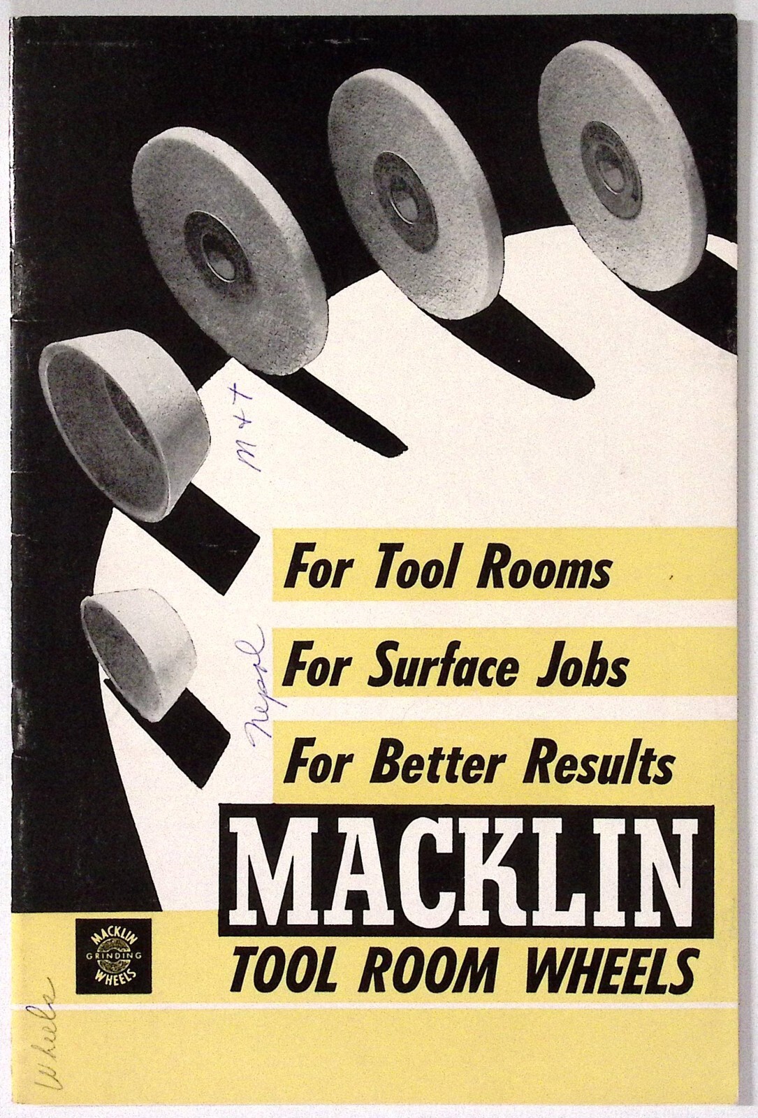1950s Macklin Tool Room Wheels Catalog T55 Grinding Wheels Macklin Co Jackson MI