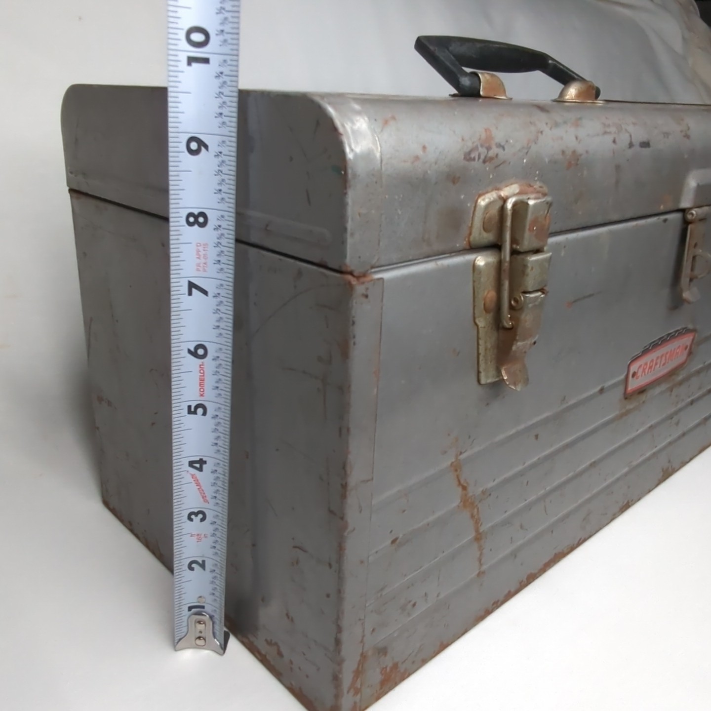 Vintage Craftsman 6512 Crown Logo Metal Tool Box 20″ with Tray – Plastic Handle