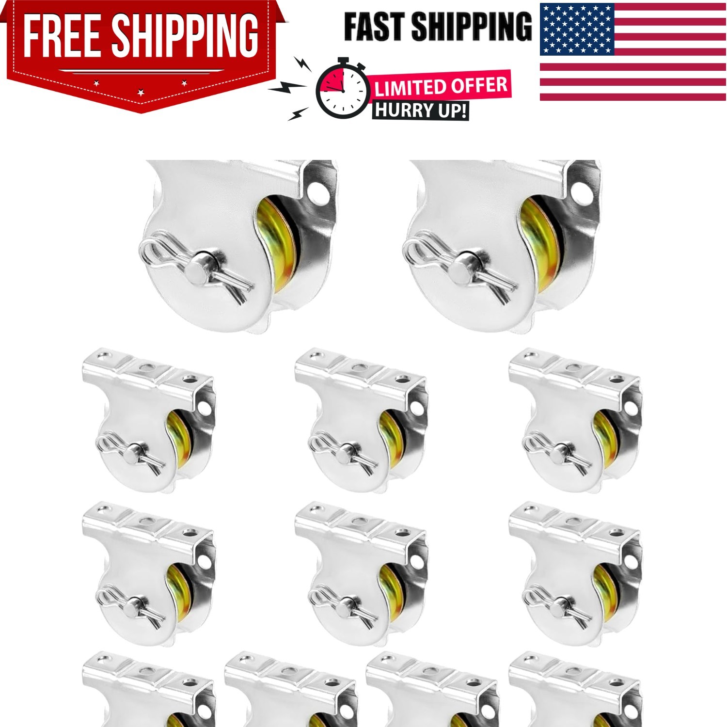 Wall Mount Pulleys, 12 Pcs 1-1/2″ Ceiling Mount Single Pulley V-Groove Pulley…