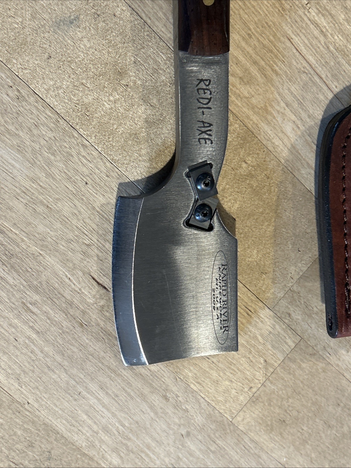 RAPID RIVER KNIFEWORKS Redi-Axe + Leather sheath. Made USA.