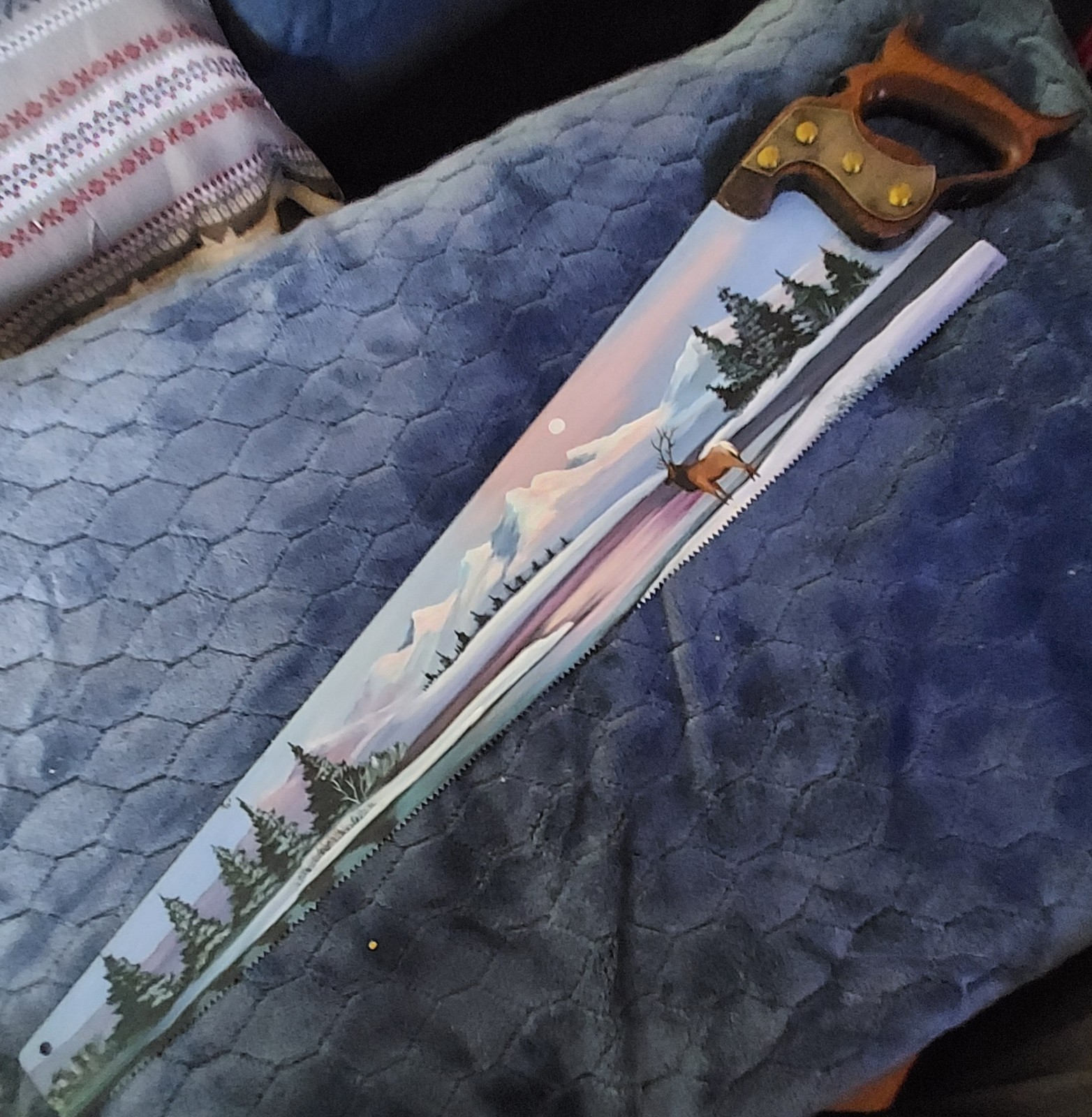 Vintage Hand Painted Hand Saw Signed by Dreier