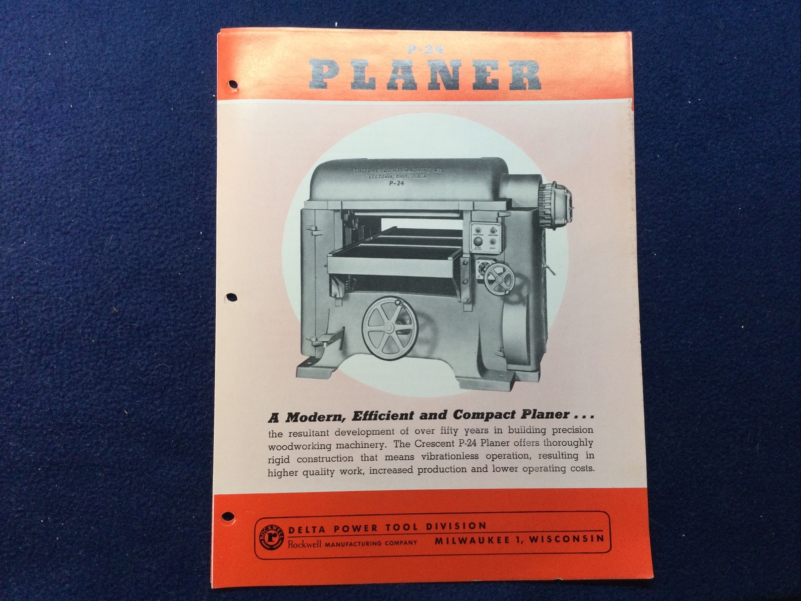 Vintage 1950 DELTA MILWAUKEE P-24 Planer Catalog