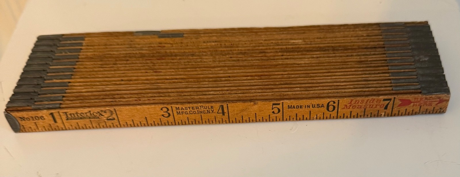 Vintage Master Rule MFG Co. Inc. NYC USA Interlox Carpenters Extension Wooden Sl