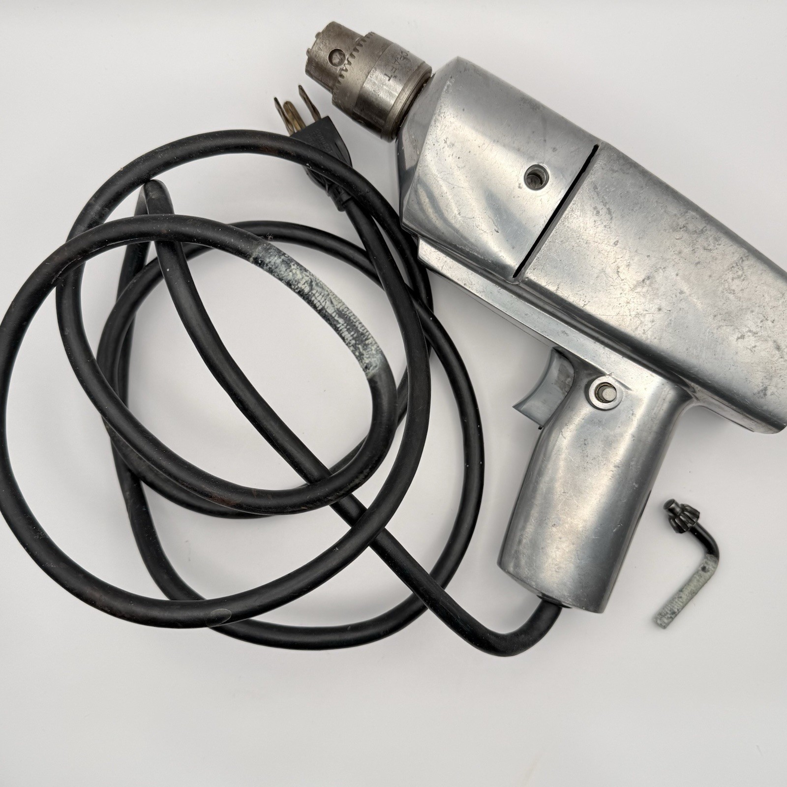 Montgomery Ward Powr Kraft 50s Vintage Electric Drill 3/8 W/ Chuck Key- Working