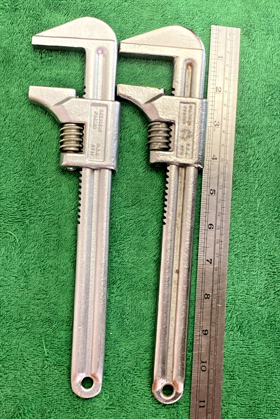 2 Vintage Diamond Forged C-711 Adjustable Monkey Wrenches USA