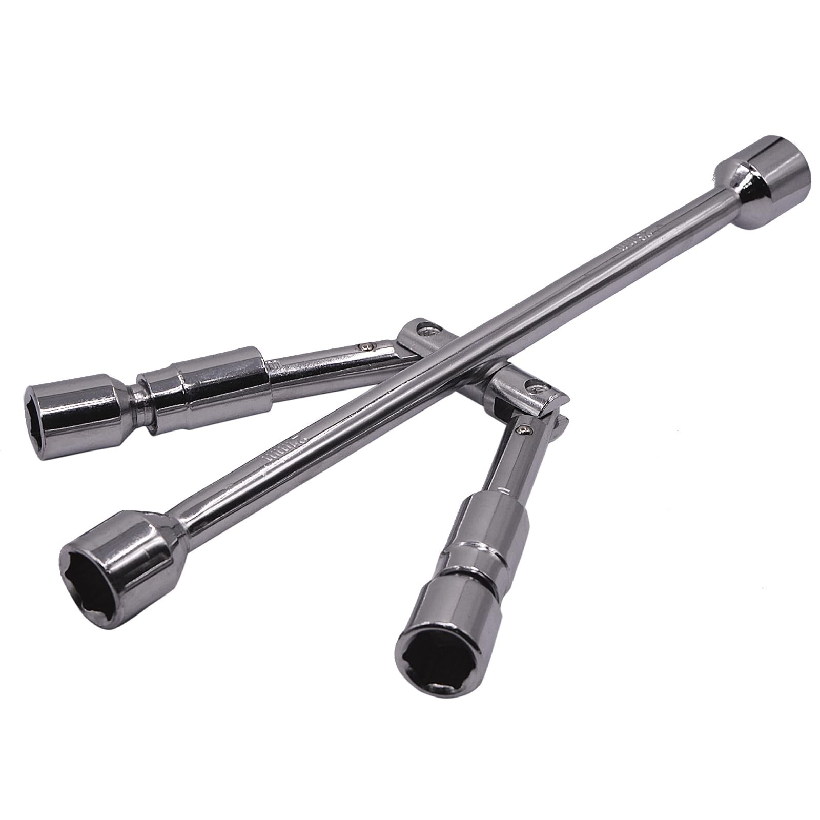 ZYHW 14-Inch Foldable 4-Way Lug Wrench Set – 17, 19, 21, 23mm for Car, Silver