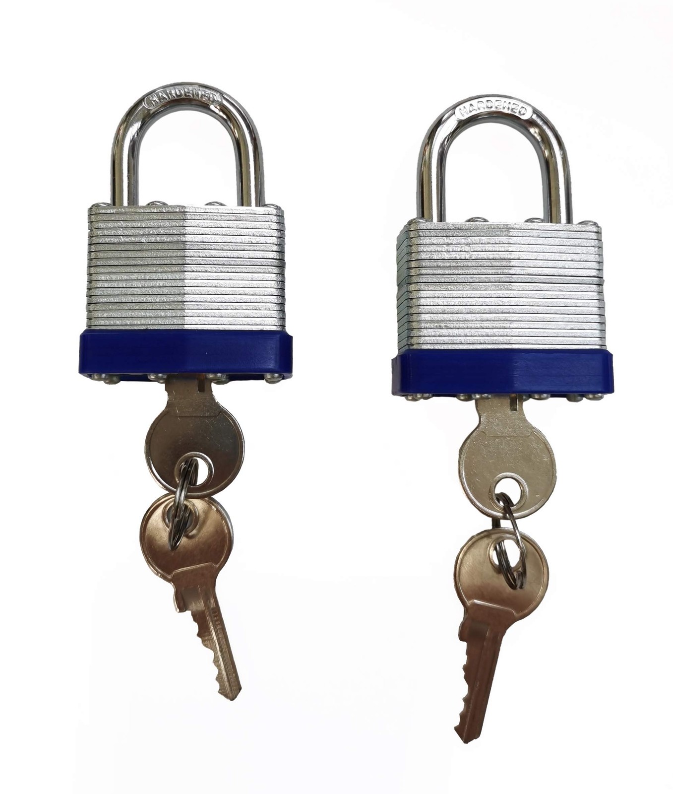 Laminated Steel Key Lock, 1-9/16 in. Wide Body, 2 Padlocks Keyed Alike