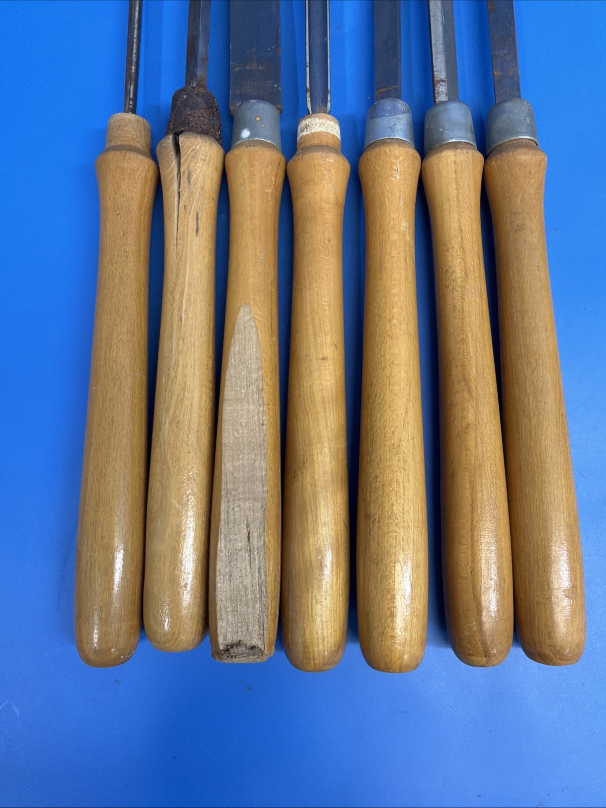 Lot of 10 Vintage Wood Lathe Turning Chisels Disston Porter USA Great Neck