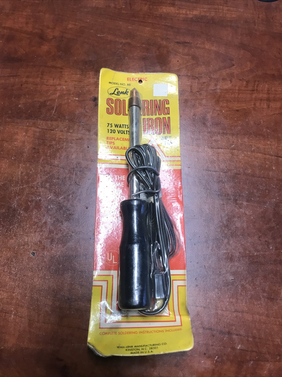 Vintage New Lenk USA Model 88 Soldering Iron 120 Volts 75 Watt 3/8” Tip USA