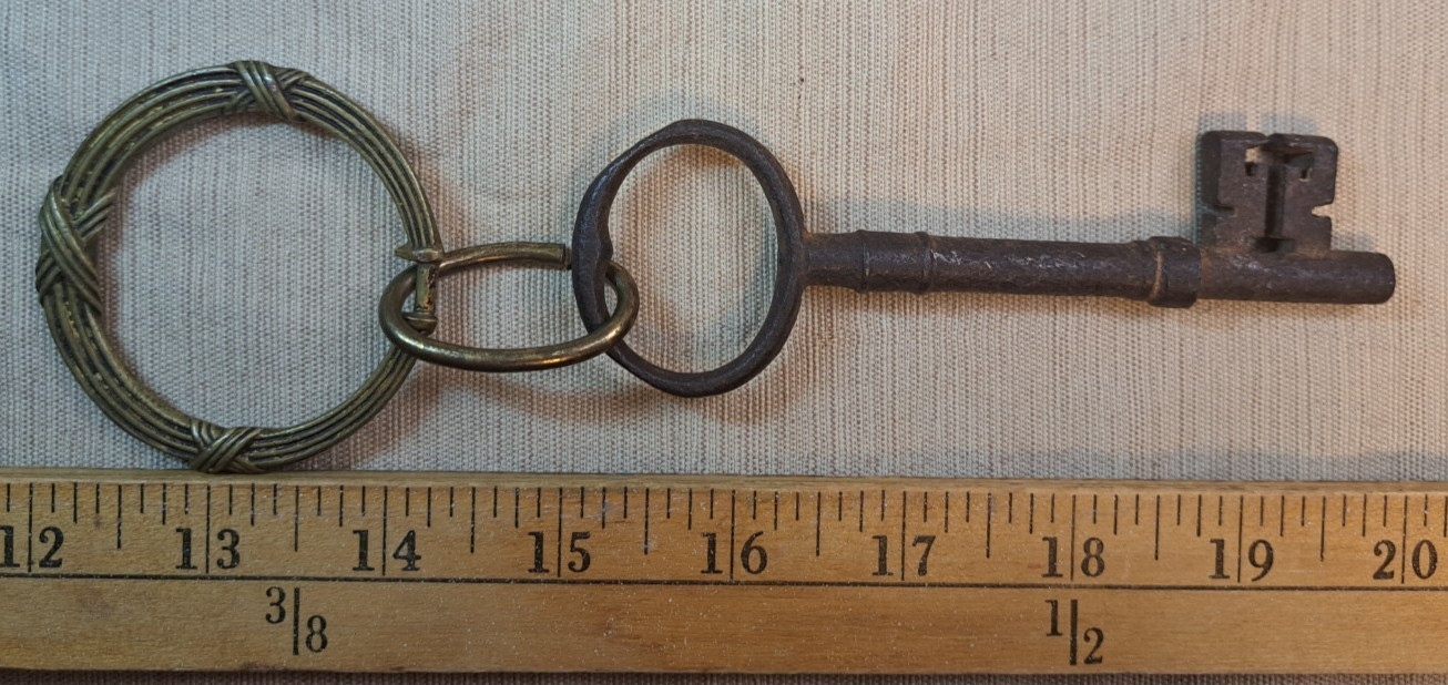 Antique Victorian Skeleton Key on Ornate Brass Ring – 3.25” Warded Door Key