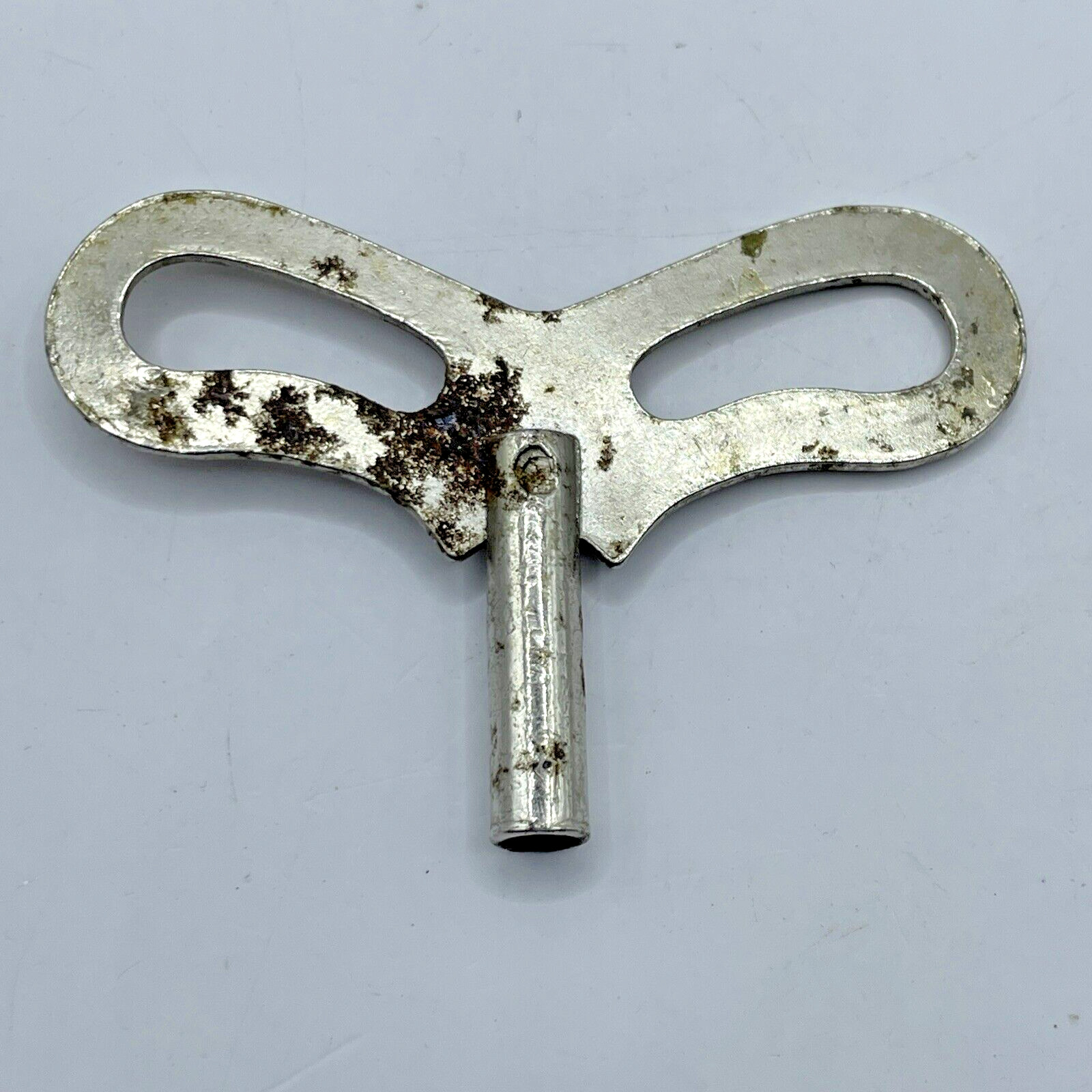 Vintage Clock Winding Key Silver Chrome Color Aged Rust Areas