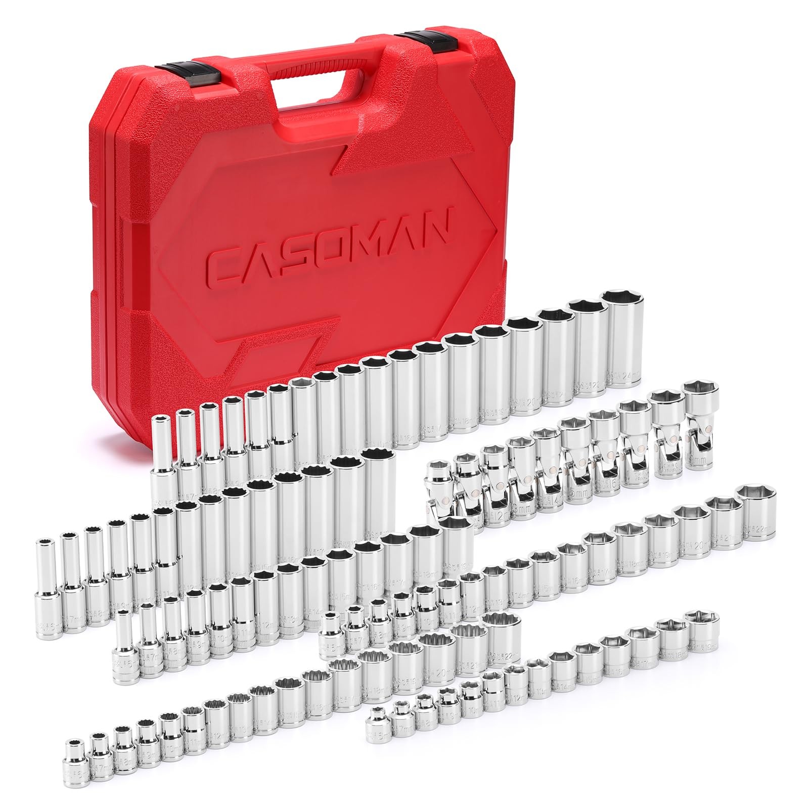 CASOMAN 104pc 3/8 Drive Impact Socket Flex Set