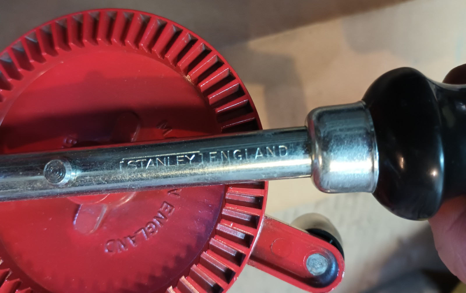 Vintage Stanley 03-105 single pinion eggbeater hand crank drill new old stock