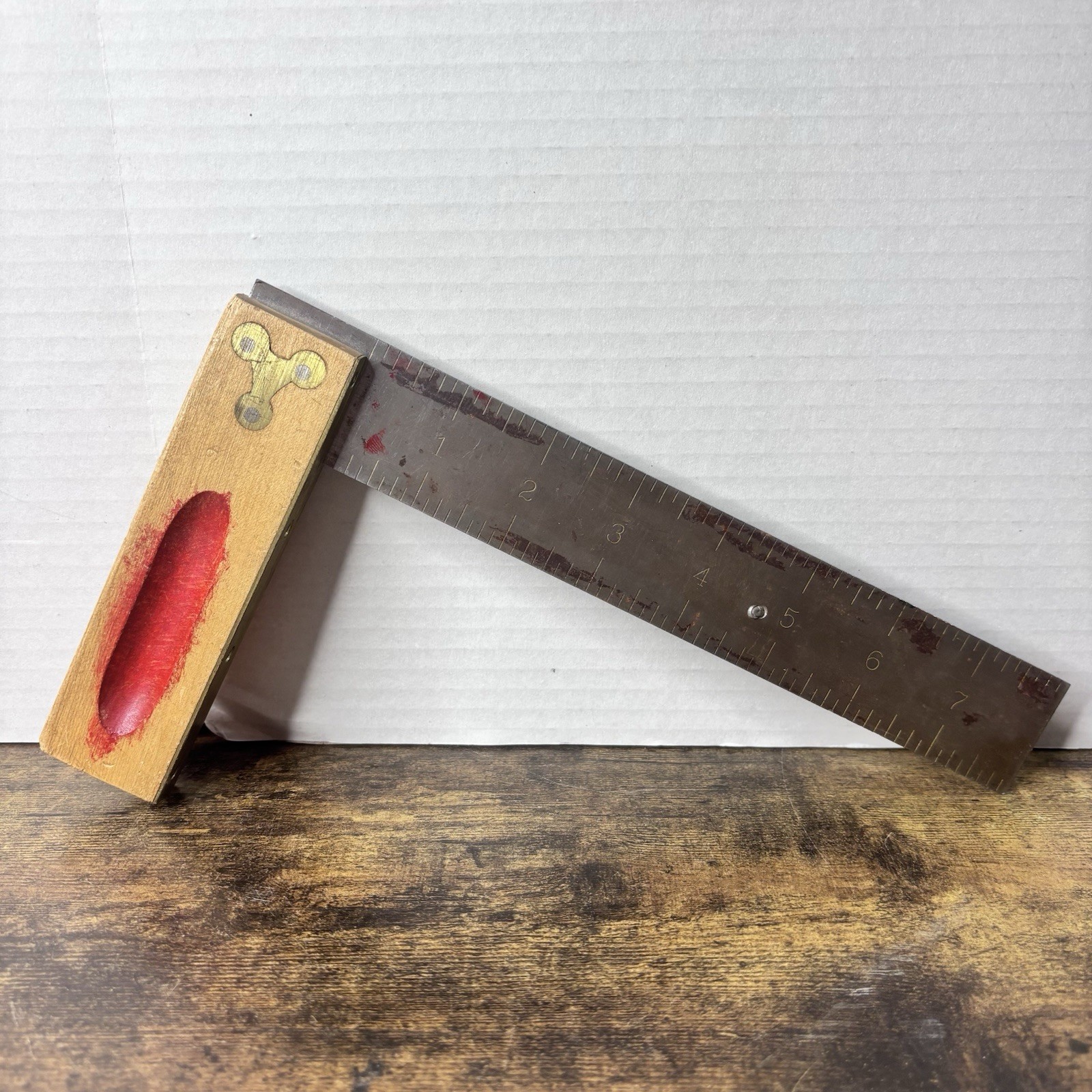 Vintage Stanley No 20TS Wood Handle Tri Square 8 Inch USA Standard Metric