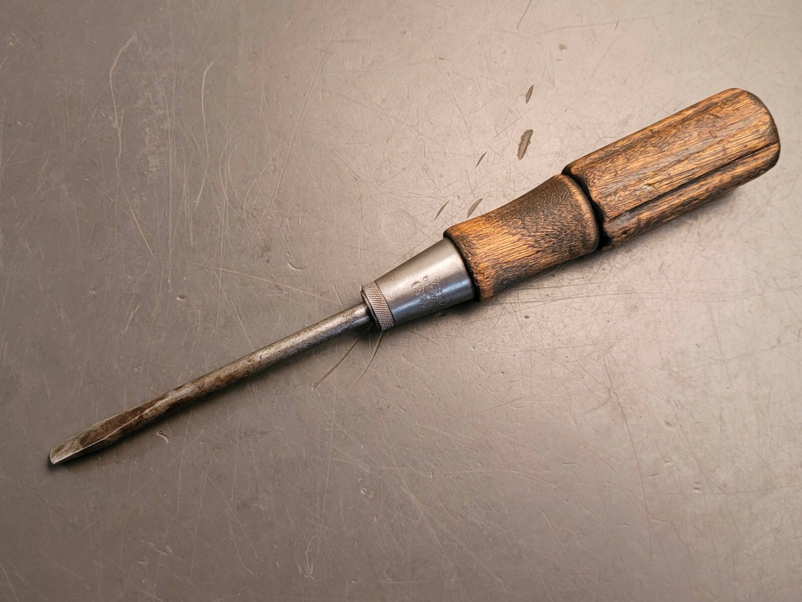 Vtg 9″ North Bros Yankee No. 90 Flat-head Screwdriver Knurled Grip Wood Handle