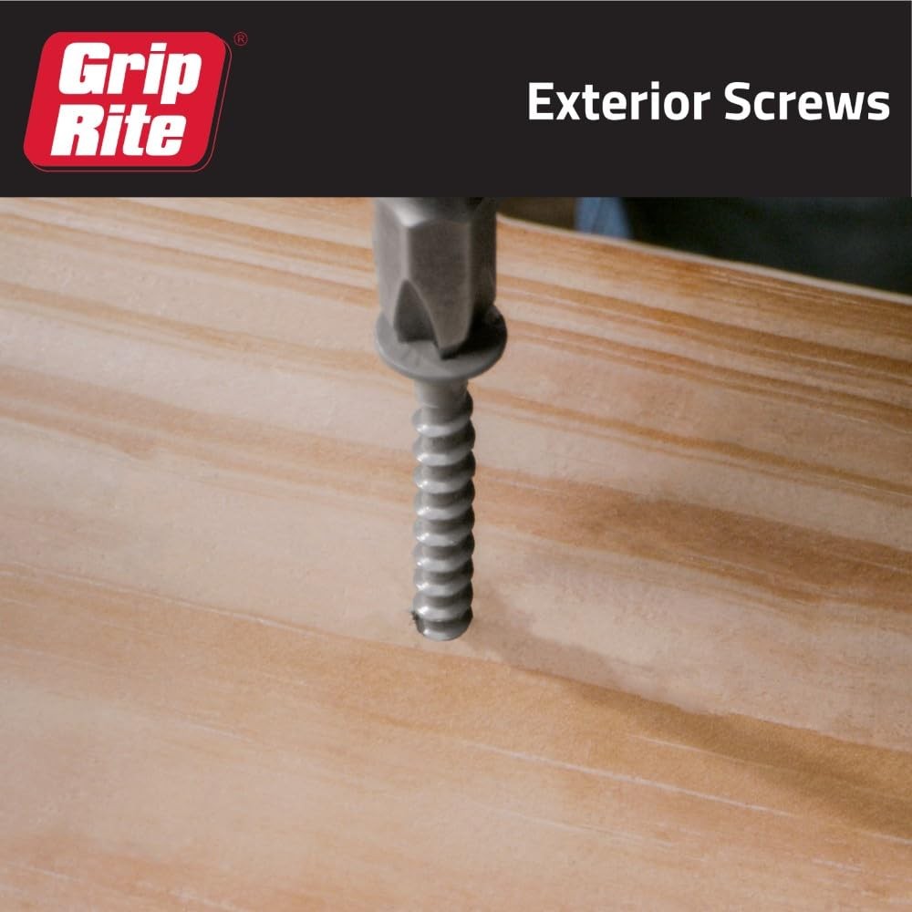Grip-Rite Exterior Screws – Safe for Use in Treated Lumber – #2 3 Inch, grey