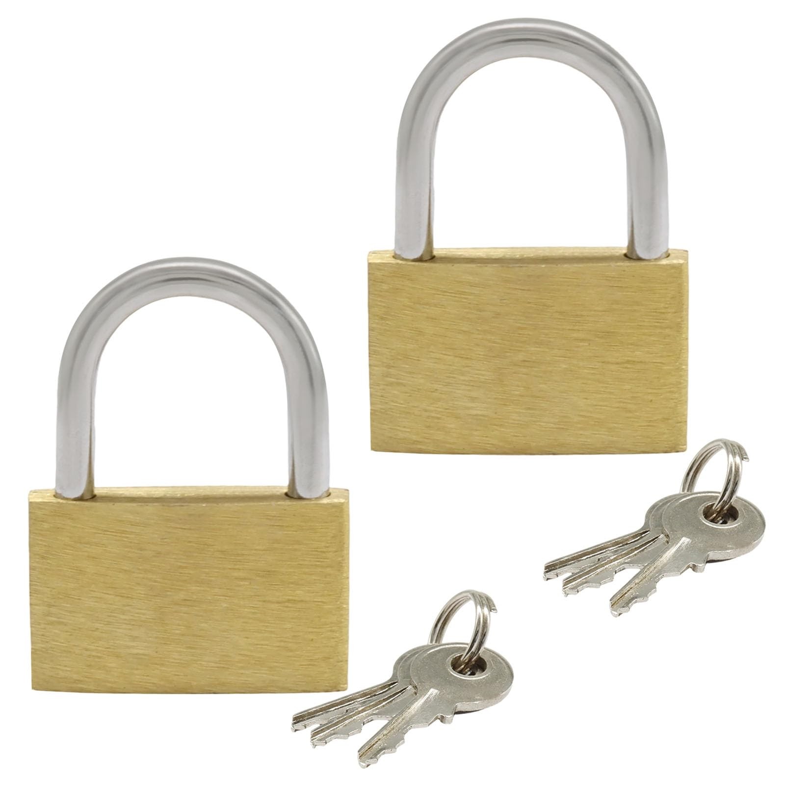 Hordion 2pcs Brass Padlock with Key, Small Keyed Padlocks Locker Lock Same Ke…